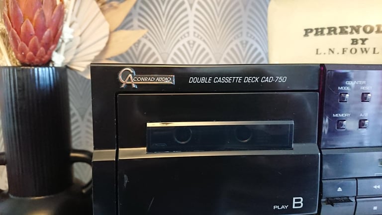 image for 🎶 Vintage Conrad Audio Dual Cassette Player CAD-750 – Classic Sound, Timeless Style! 🎶