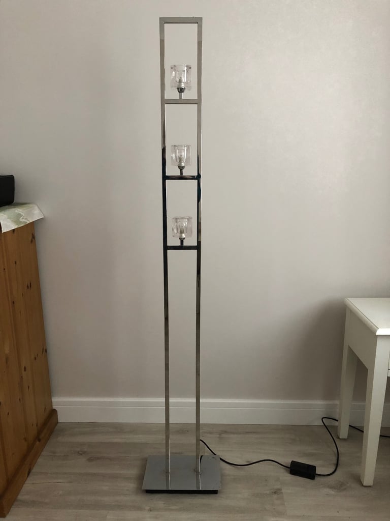 Chrome and glass cube floor lamp