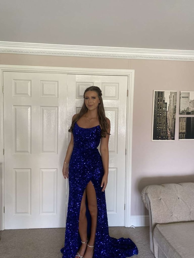 Sherri Hill Royal Blue Sequin Prom Dress – Size 8 to 10 - Worn Once – “Best Dressed” Winner!