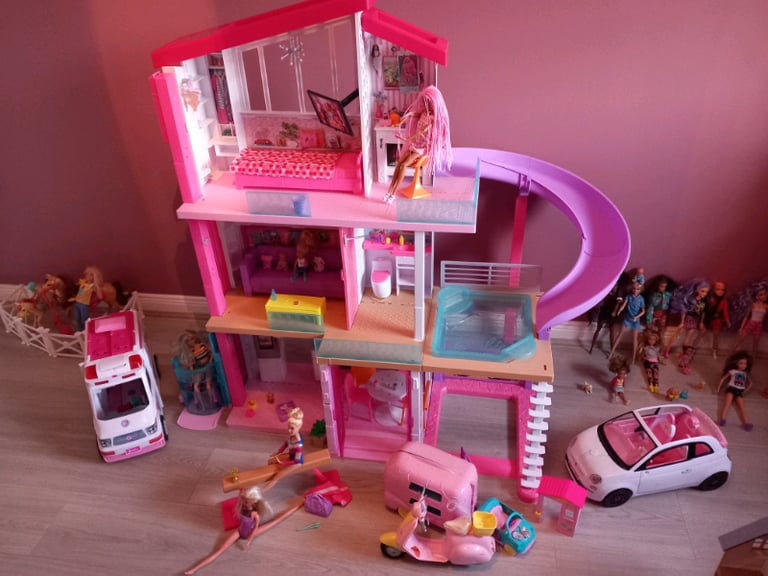 Barbie dream house and extras