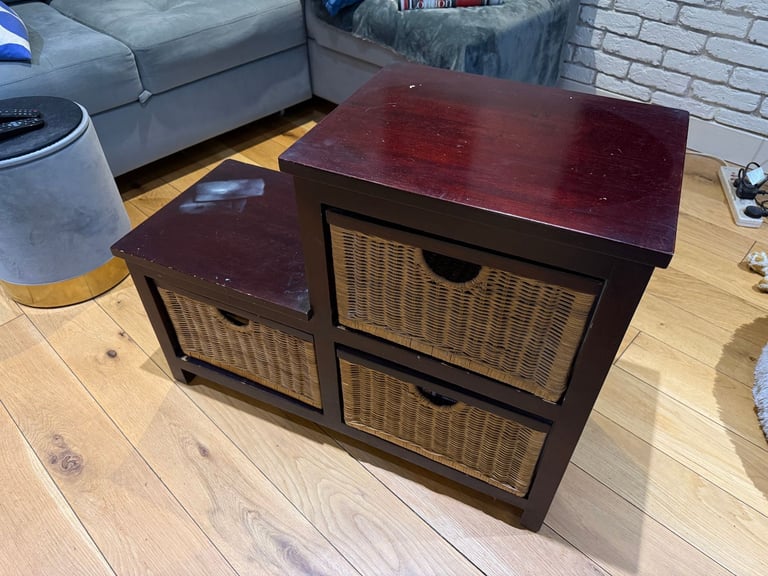 Wooden Storage Cabinet / TV Unit with 3 willow baskets