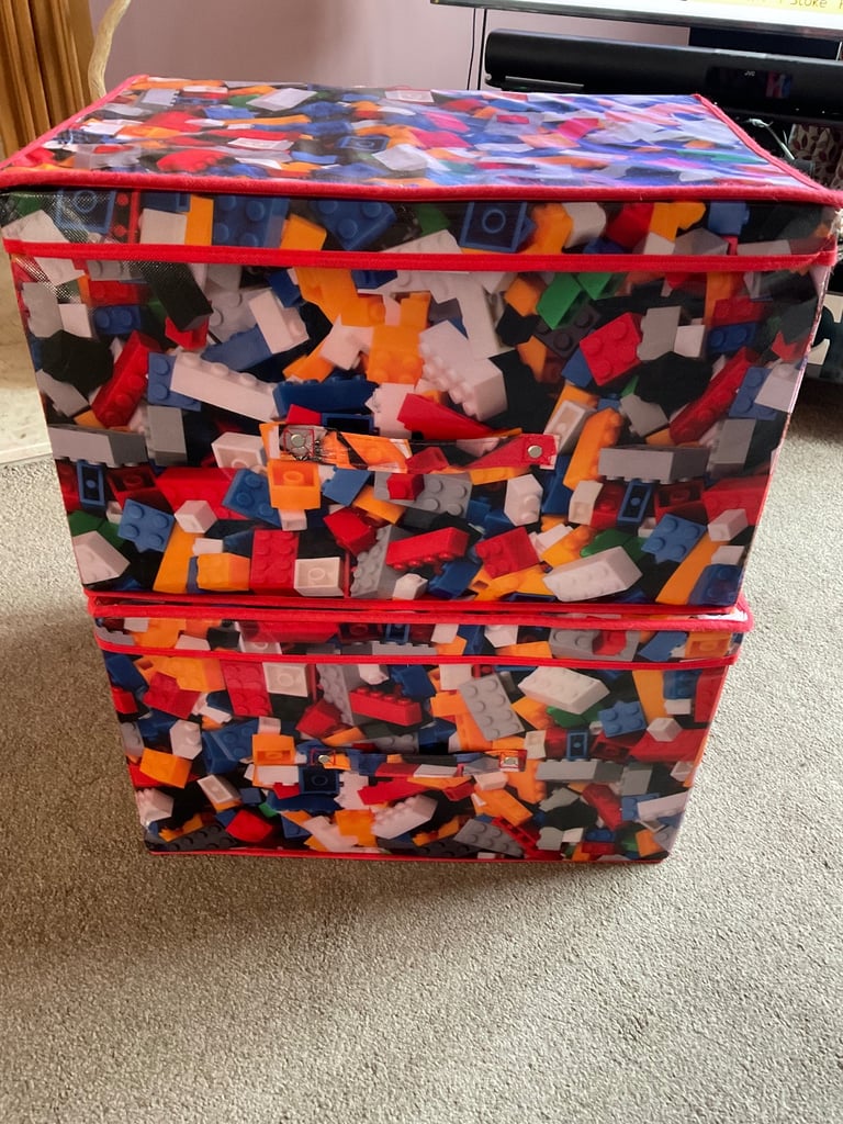 Kids Large Foldable Storage Boxes Lego design x2