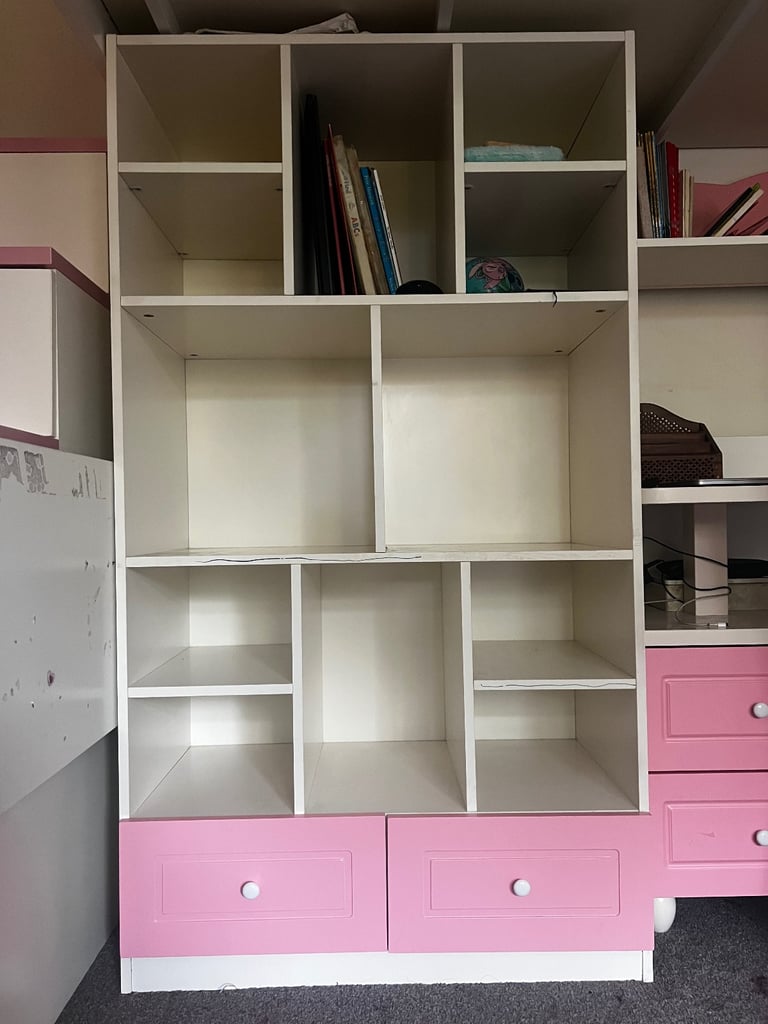 Bunk bed wardrobe desk, table and chair