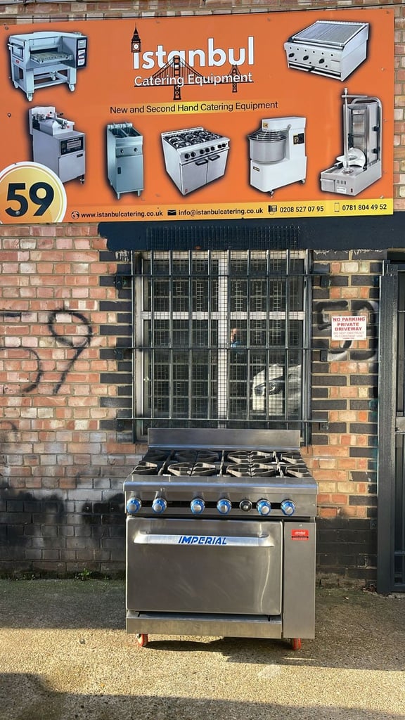 image for Commercial Natural Gas Imperial Six Burner Range Oven With Heavy Duty Castors