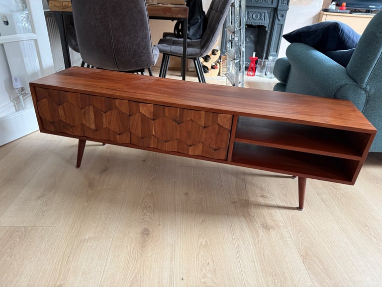 FREE DELIVERY SWOON ZABEL ROSEWOOD TV BENCH WITH STORAGE GREAT CONDITION