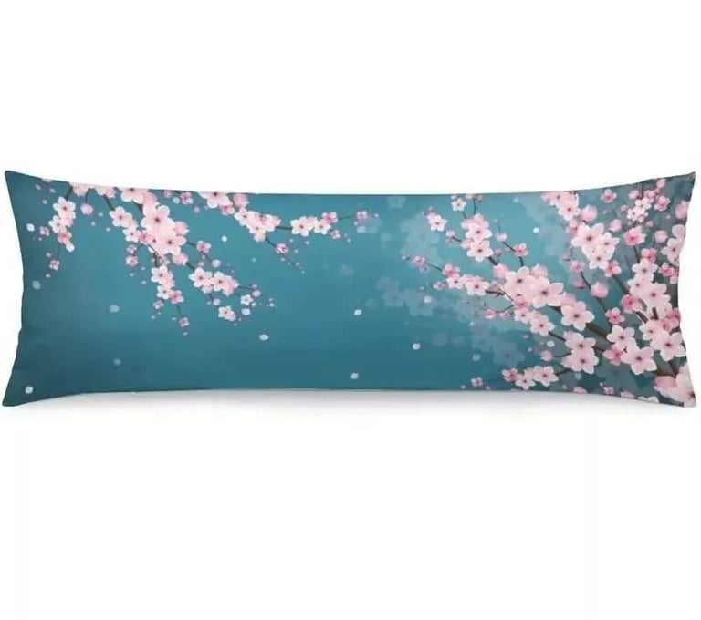 Blue Pink & White Cherry Blossom Body Pillow Oblong Bolster Cushion Cover.POST OR COLLECT!