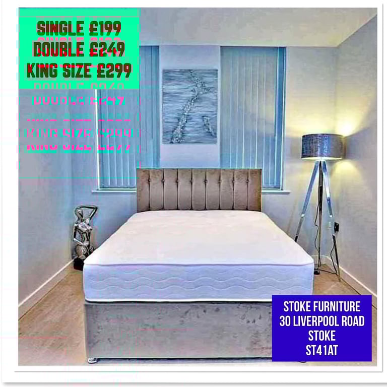 DOUBLE BED COMPLETE WITH MATTRESS & HEADBOARD. £ 249 