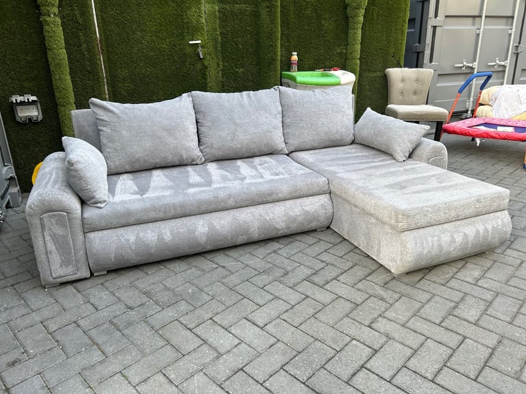 image for Grey plush corner sofa bed DELIVERY AVAILABLE! 🚚