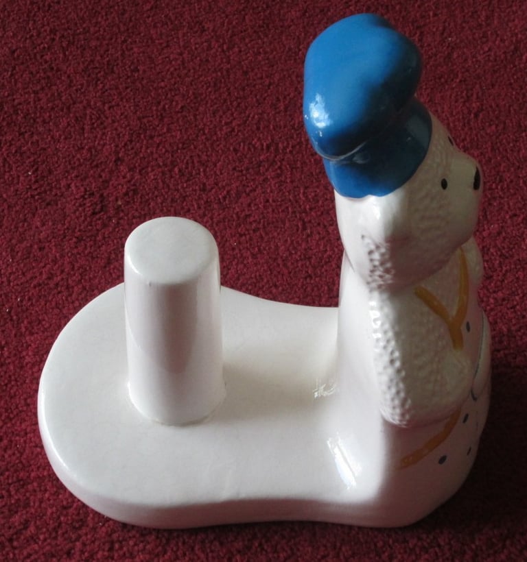 CHINA  - KITCHEN PAPER TOWEL HOLDER, TEDDY BEAR  9.5 HIGH -  CHEFS HAT AND APRON