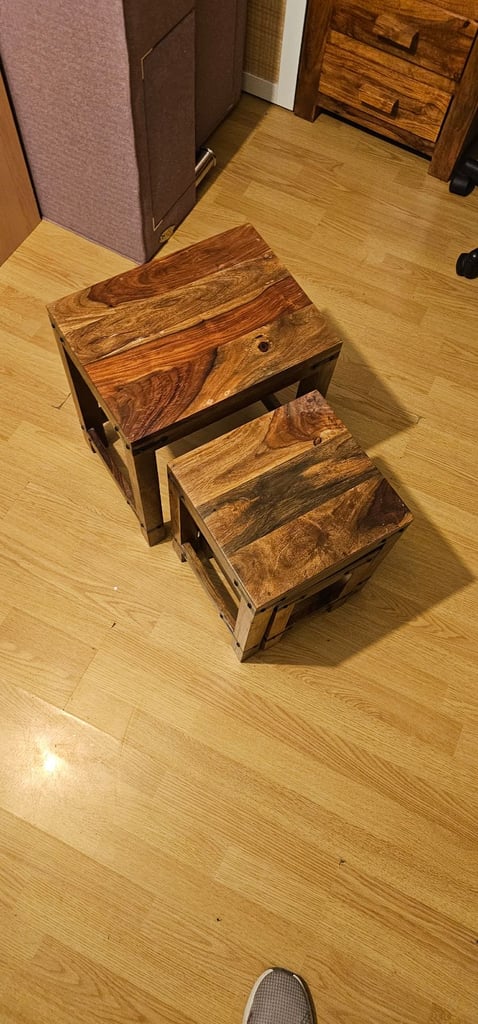 Solid Sheesham Wood Nest of 3 Tables