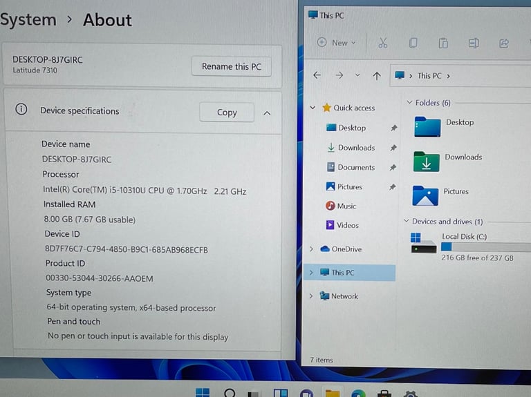 As new Dell latitude 7310 laptop Core I5 10TH GEN 8GB RAM 256GB SSD