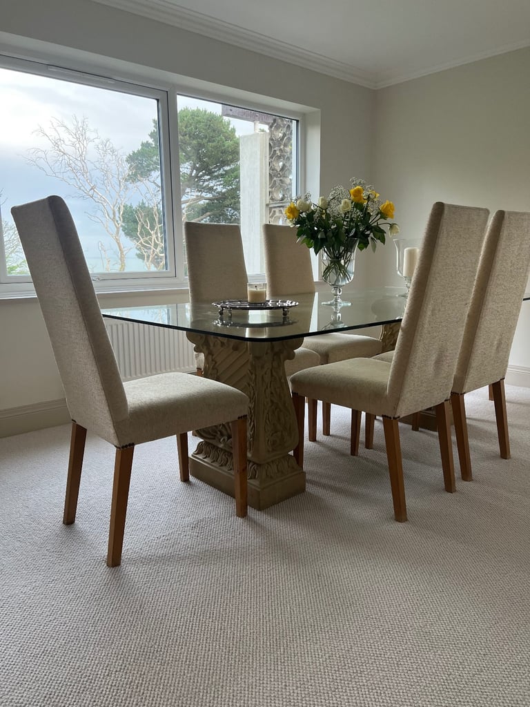 Set of 6 modern upholstered dining chairs