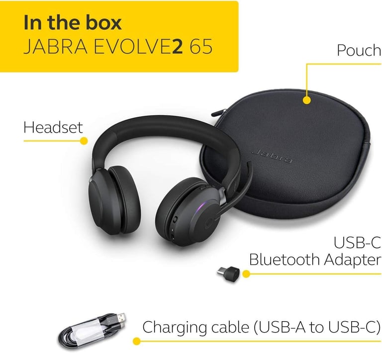 Brand new, in box: Jabra Evolve2 65 MS Stereo USB-C with Charging Stand – Black (Hillhead area)