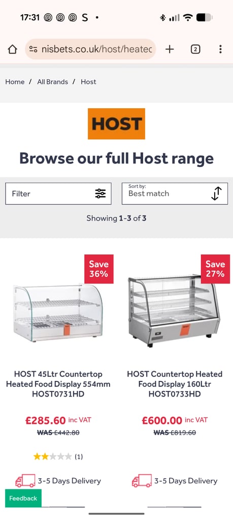 Heated food display cabinet 
