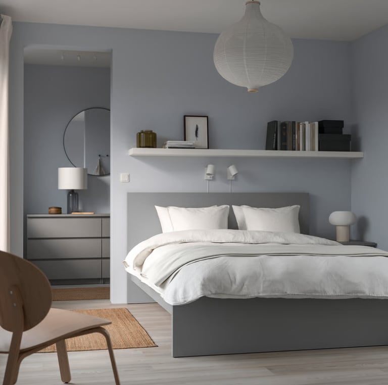 image for IKEA - King-Size “MALM” Bed Frame + Slats & Memory Foam Mattress – Excellent Condition