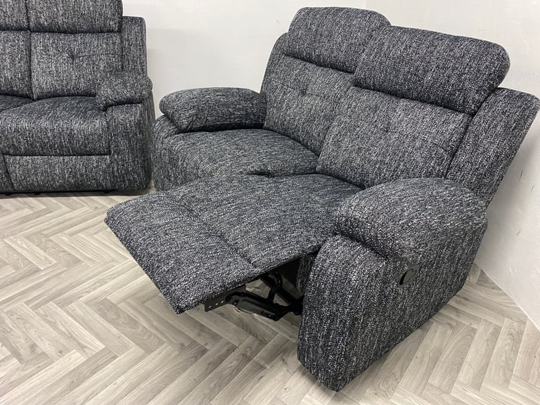 Gorgeous new grey tweed fabric recliner sofas 