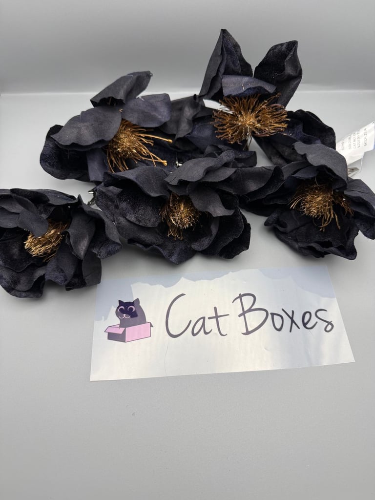 Set 5 Blue/Black Magnolia Christmas Tree Clips