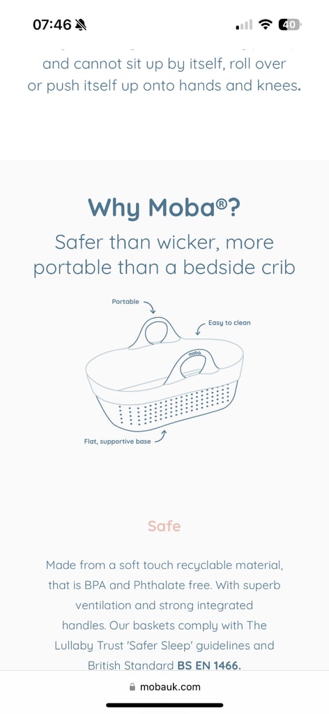 Moba Moses basket + rocking stand