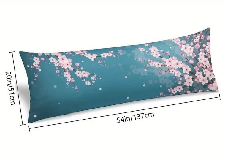 Blue Pink & White Cherry Blossom Body Pillow Oblong Bolster Cushion Cover.POST OR COLLECT!
