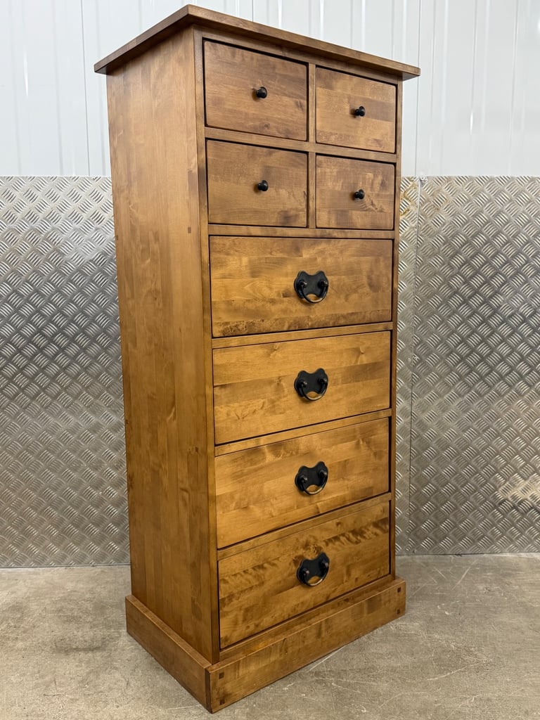 Laura Ashley Garrat Tallboy chest of drawers honey finish 