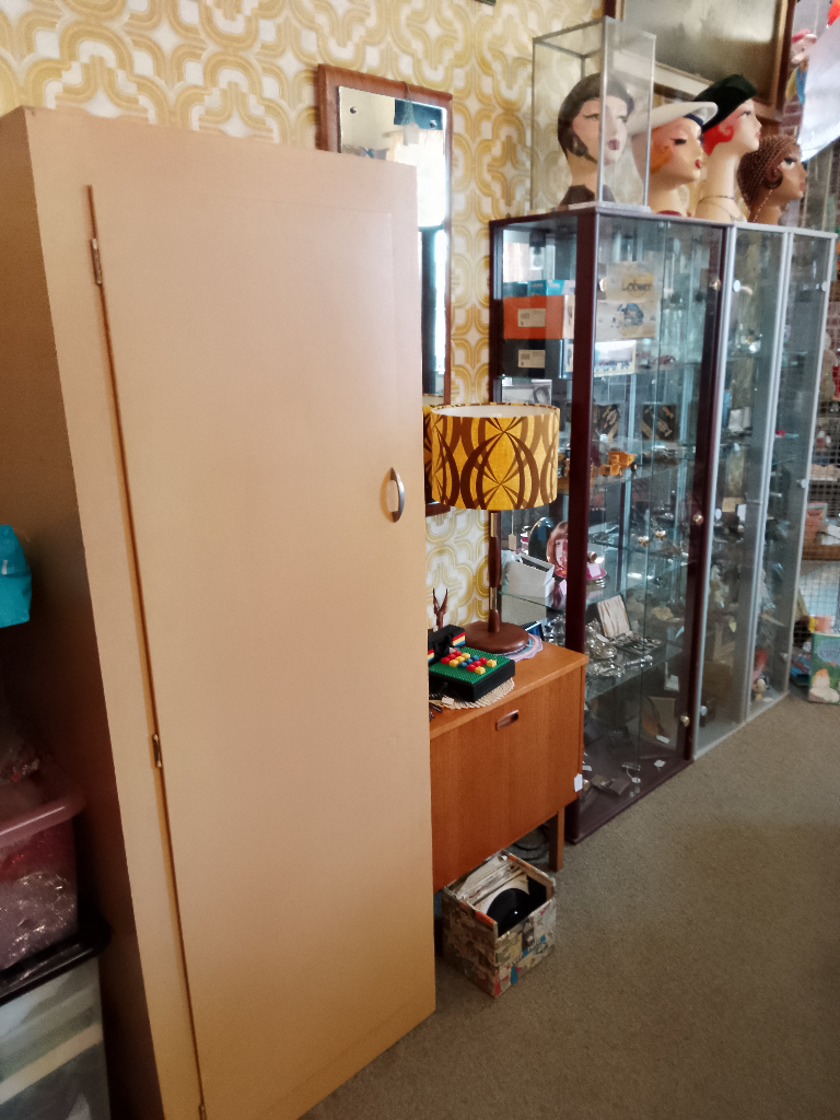 Vintage Pantry Cupboard. Could be used as a linen/haberdashery cupboard. Tan/caramel in colour.