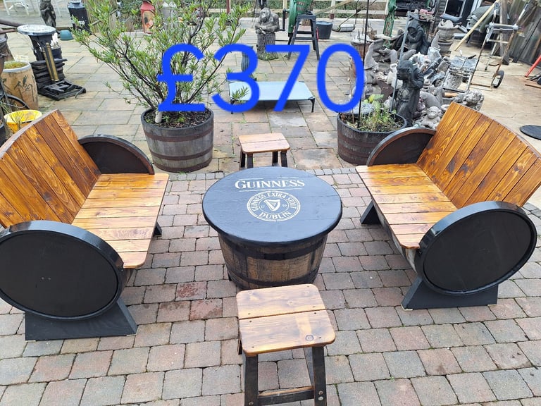 Oak barrel garden furniture for garden patio bar mancave 