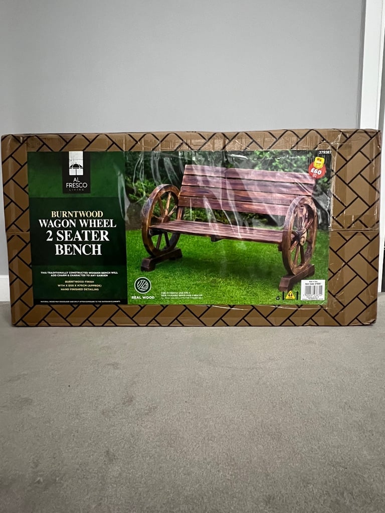 image for Burntwood Wagon Wheel 2 Seater Bench (NEW)