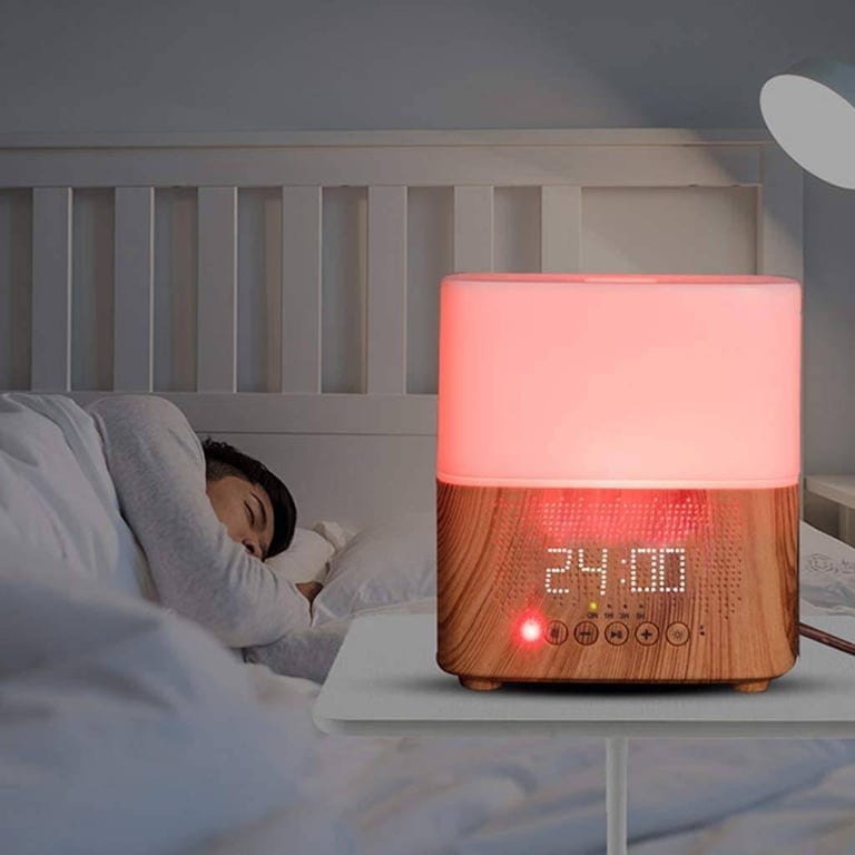 Smart Oil Diffuser + Bluetooth Speaker + Digital Alarm Clock + 7 LED Therapy Night Light