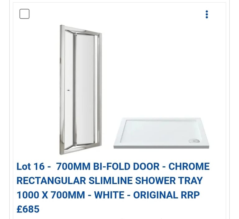 image for New shower tray and matching bifold chrome door