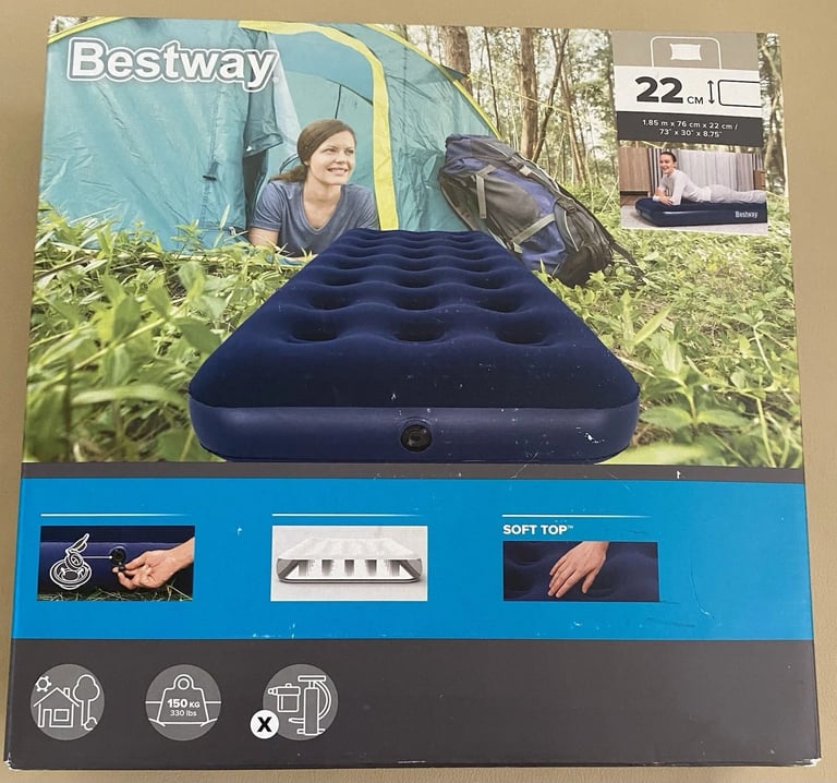 image for Single Camping Airbed Inflatable Mattress