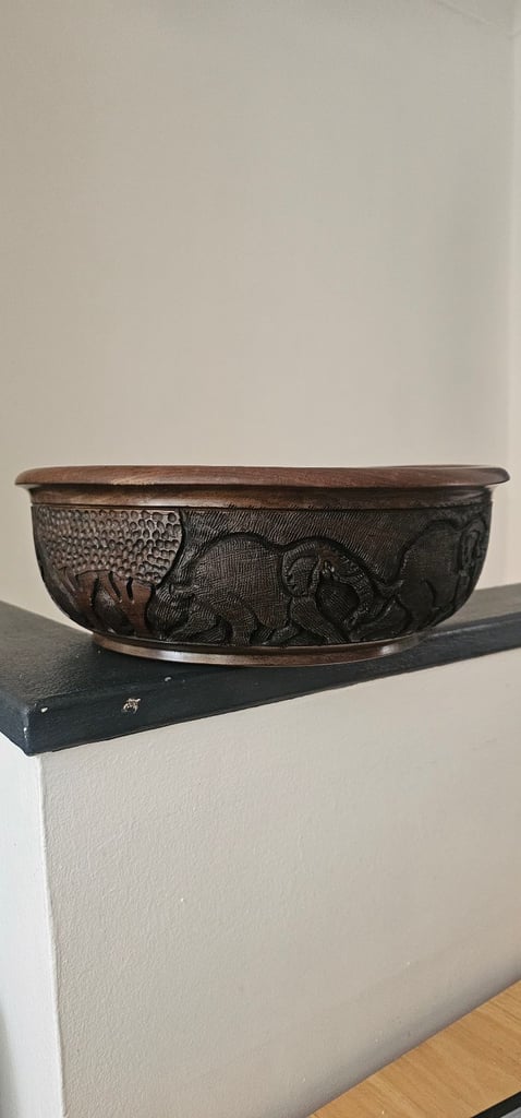 African curved abanos wood large bowl