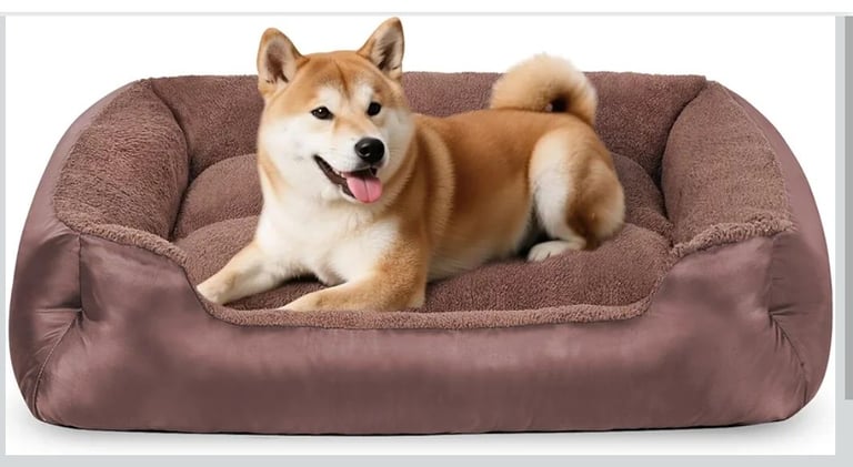 Dog Bed, Rectangle Soft Calming Pet Bed Large Washable Dog Bed, Warm Comfortable
