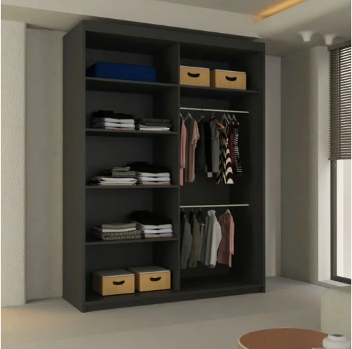 Brand New - Lisbon Mirror Sliding Door Wardrobe - Black - SAME/NEXT DAY DELIVERY