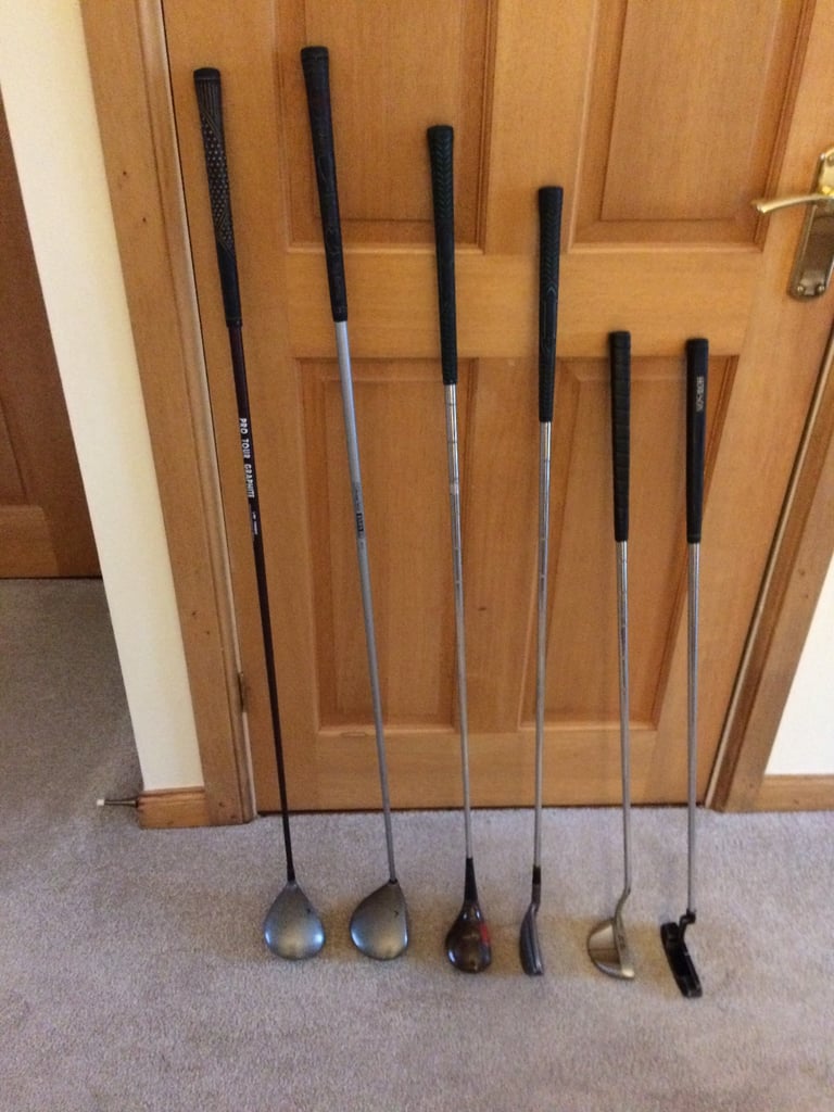 image for Assorted Golf Clubs, 2 Drivers, 3 Wood, Driving Iron, 2 Putters