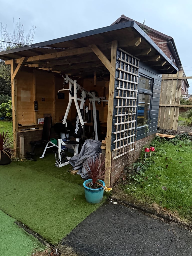 summer house shed workshop and gym equipment