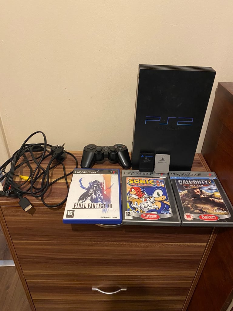 PS2 Fat Console Bundle, 1 Controller 3 Games 2 Memory Cards