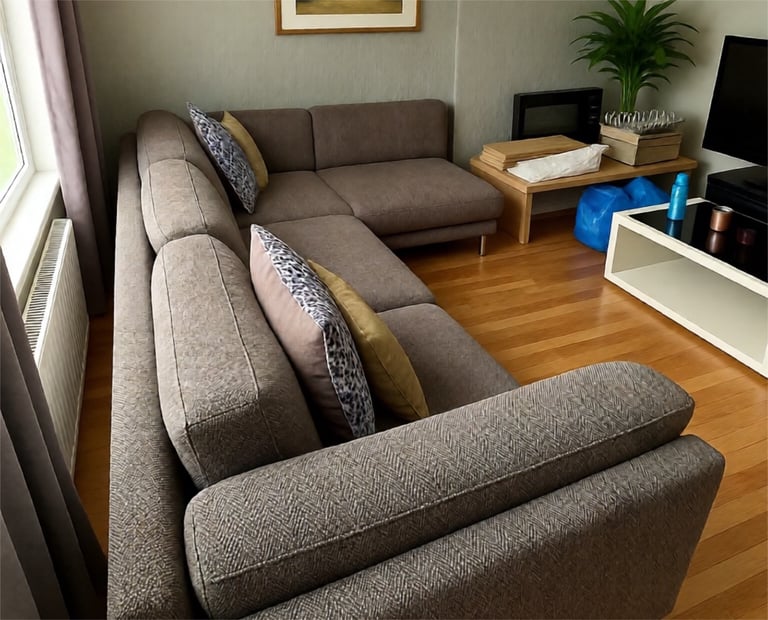 image for IKEA Corner Sofa — Comfortable & Clean — Grey Fabric