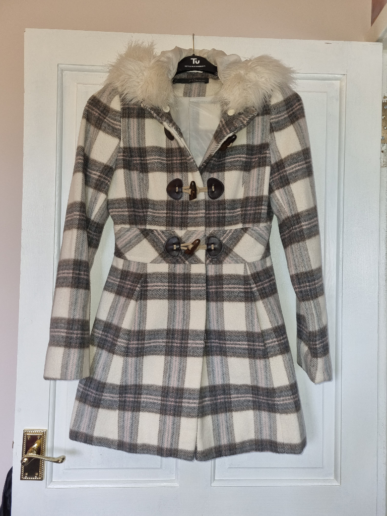 Jane Norman White and gray hooded coat 