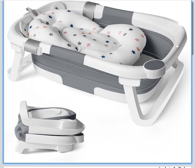 image for Baby Bath Foldable Tub Collapsible Bathtub Baby Bath Essentials for Newborn with Seat Support