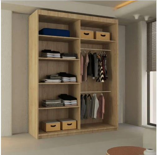 Brand New - Lisbon Mirror Sliding Door Wardrobe - Oak - SAME/NEXT DAY DELIVERY