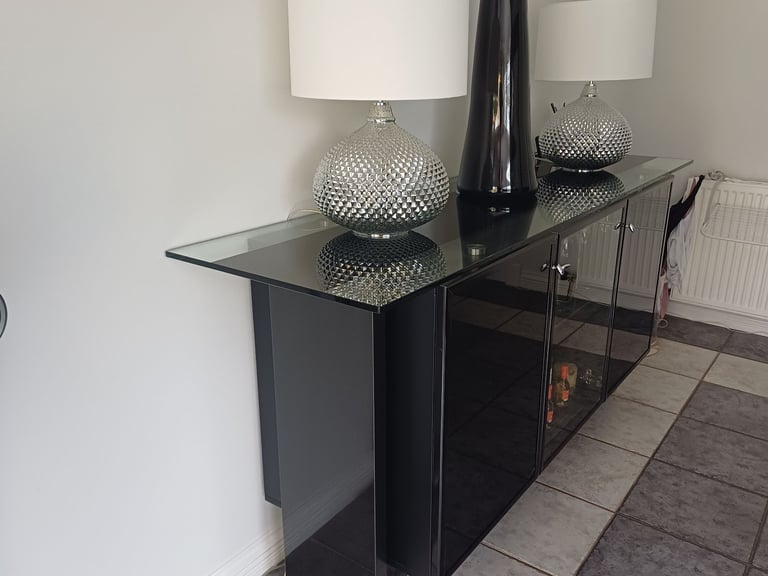 Dining room table chairs and display sideboard