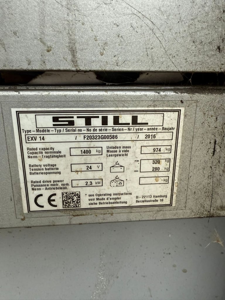 STILL EXV 14 Electric Pallet Truck / Stacker (Battery Nearly New DEC 2024)