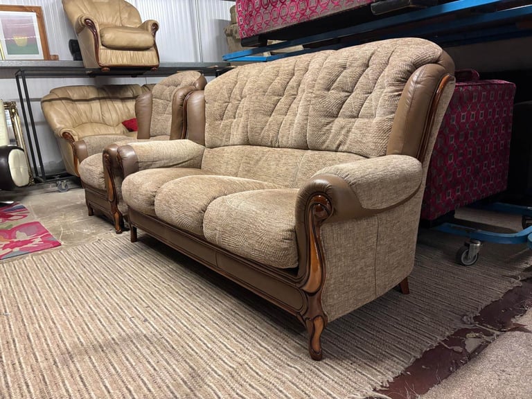 Mini Divani Brown Fabric 3 Seater Sofa and ELECTRIC RECLINER CHAIR 