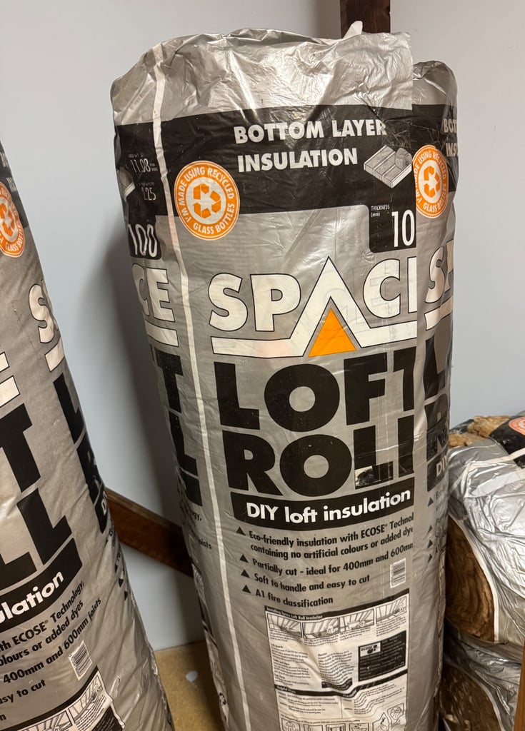4 x Packs Knauf Space Loft Roll Insulation 100mm – Eco-Friendly Loft Insulation, 11.07 m² per Pack