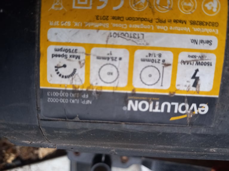 evolution 110v mitre saw with transformer ready for use 