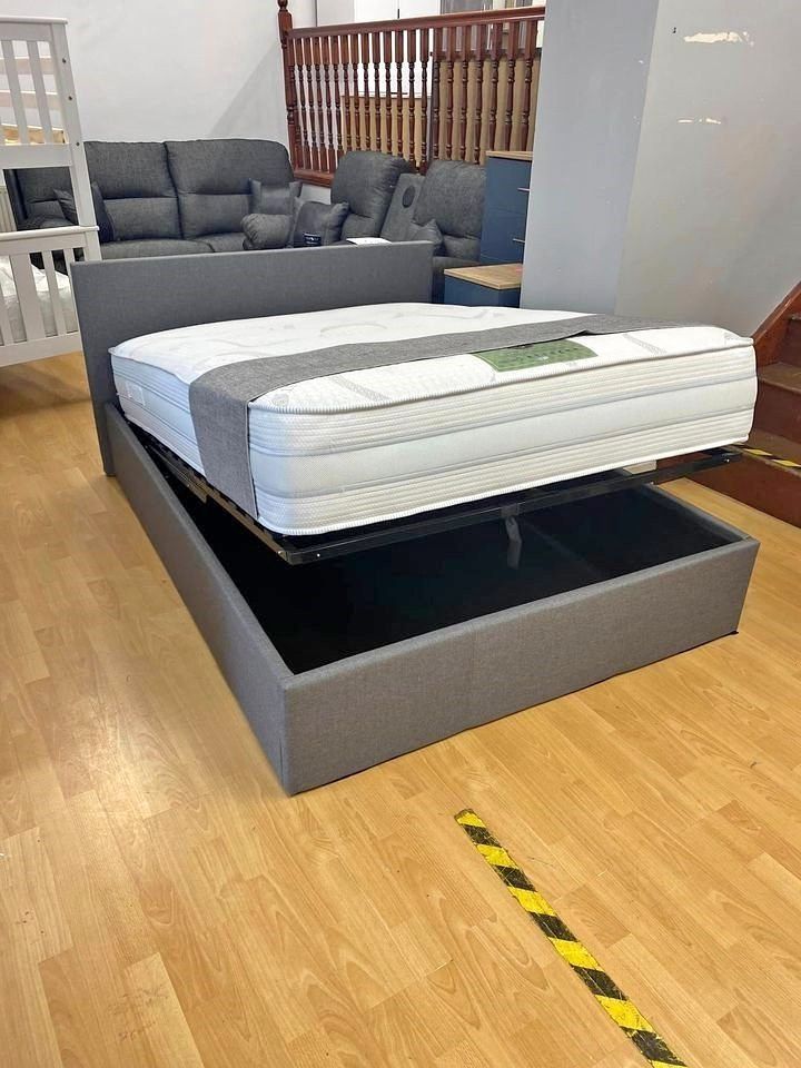 Leather beds !! King size leather end Gas lift bed Frame With Mattress - Order - Now 