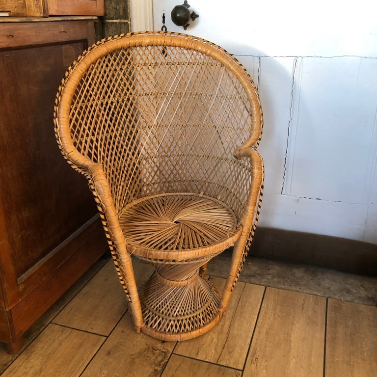 retro 60s 70s Child's peacock vintage wicker chair | in Aylsham, Norfolk |  Gumtree