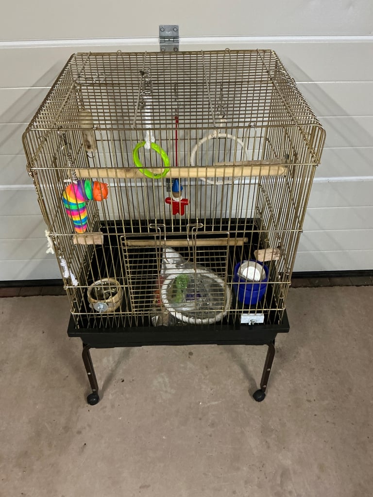 Large bird cage with stand including all in photos 