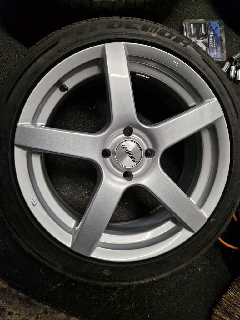 4x 17" alloy wheels (4x100) & 205/45R17 tyres - seat toyota vauxhall volkswagen