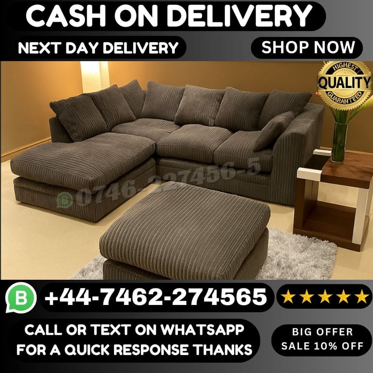 Christmas Sale: Dylan Jumbo Fabric Cord Sofas – Cozy Comfort at Unbeatable Prices!